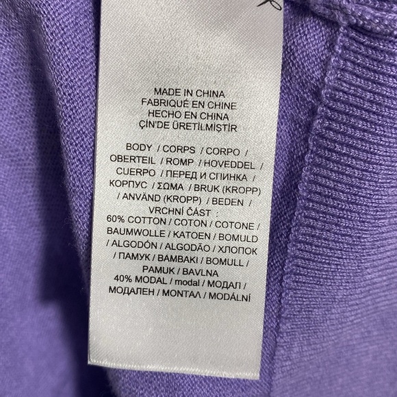 Ralph Lauren Black Label Purple Puff Sleeve Sweater with Ruffle Cuff Large - Picture 8 of 12